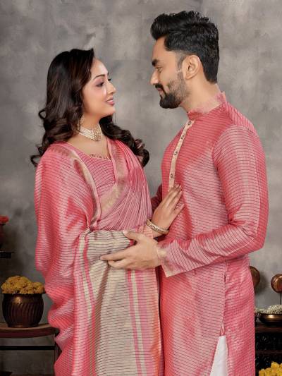 Man Mohini Vol 2 By Welltex Couple Combo Kurta and Matching Saree Set Wholesaler In India